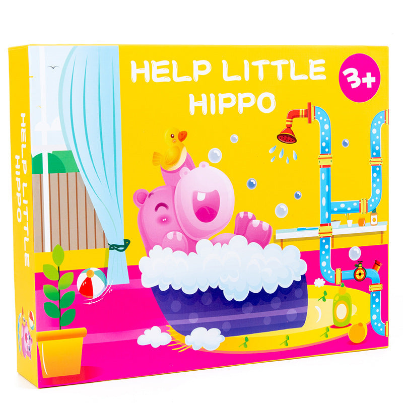 【手眼協調啟蒙】HELP LITTLE HIPPO 小河馬洗澡趣 · 兒童邏輯拼圖軌道桌遊 / 親子互動思維訓練玩具