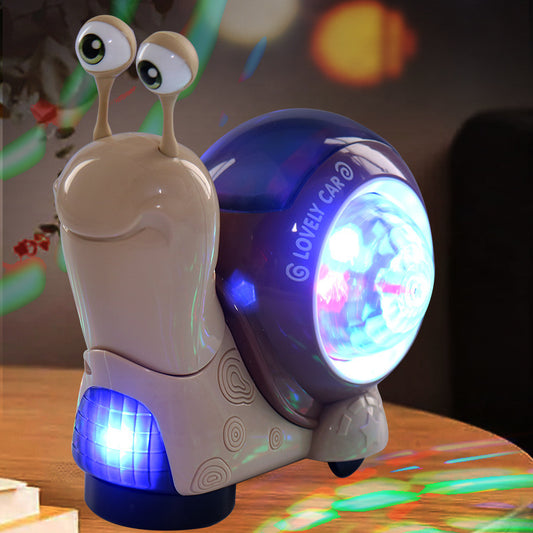 【萌趣感官啟蒙】電動通用搖擺點頭小蝸牛 · 炫彩音樂投影萬向玩具 / 寶寶爬行追視好物